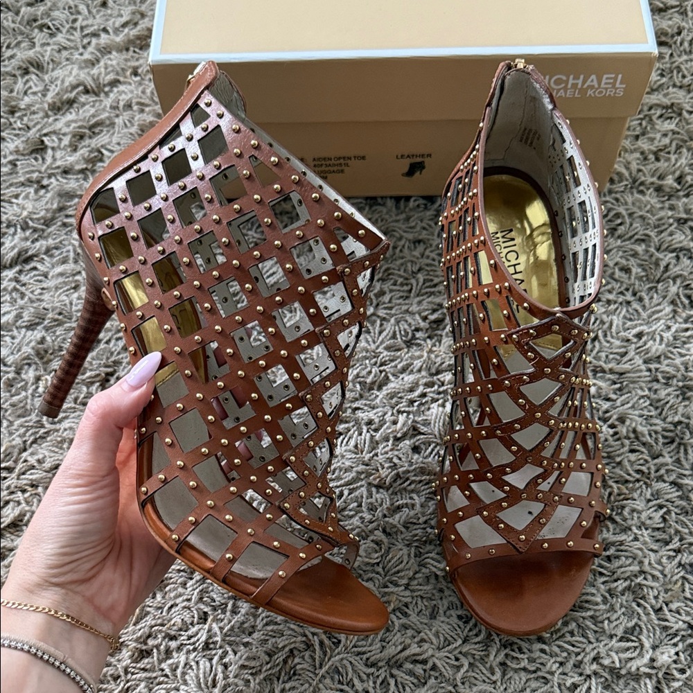 Michael Kors Aiden Caged Leather Heels